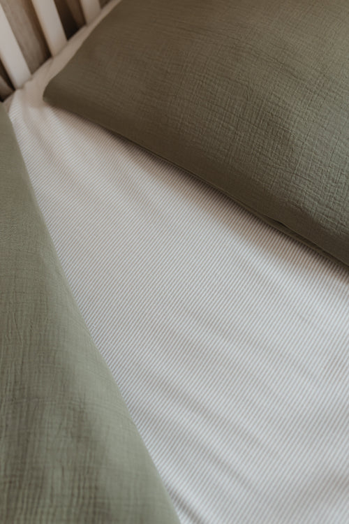 Hoeslaken Linnen - BEIGE STREEPJES