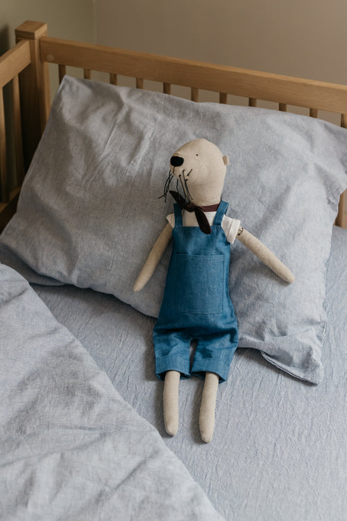 Dekbedovertrek Linnen - BLAUWE STREEPJES