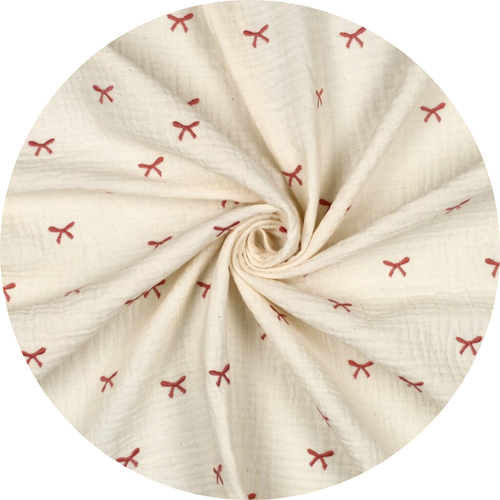 Hydrofiel doek - BRODERIE STRIKJES NATUREL