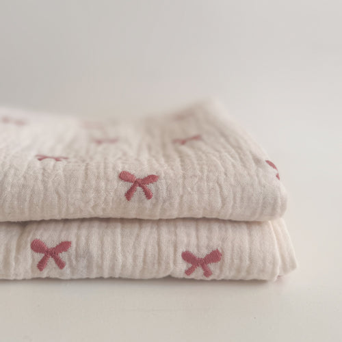 Hydrofiel doek - BRODERIE STRIKJES NATUREL