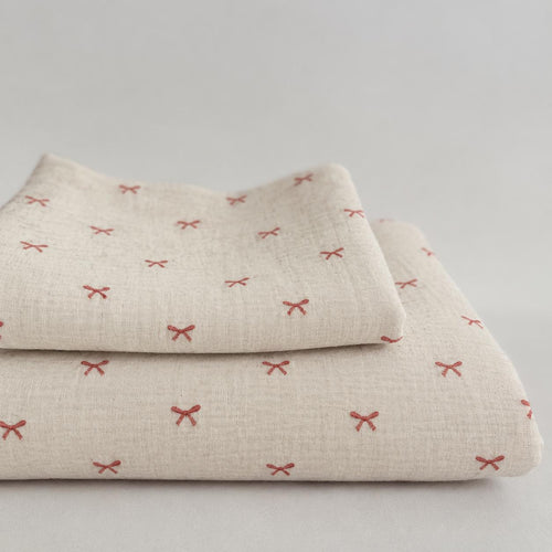 Hydrofiel doek - BRODERIE STRIKJES NATUREL